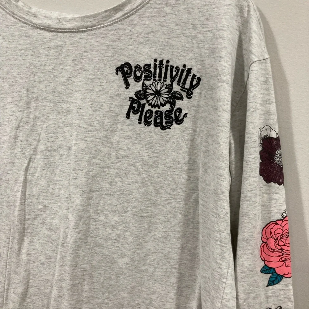 Justice Positivity Please Floral Cropped Long Sleeve Top XXL 16P/18P
